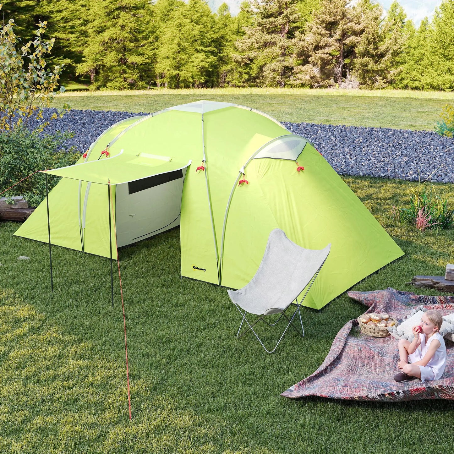 4-6 Person Camping Tent, 2000mm Waterproof, 2 Bedrooms, Living Area Camping Tents at Gallery Canada