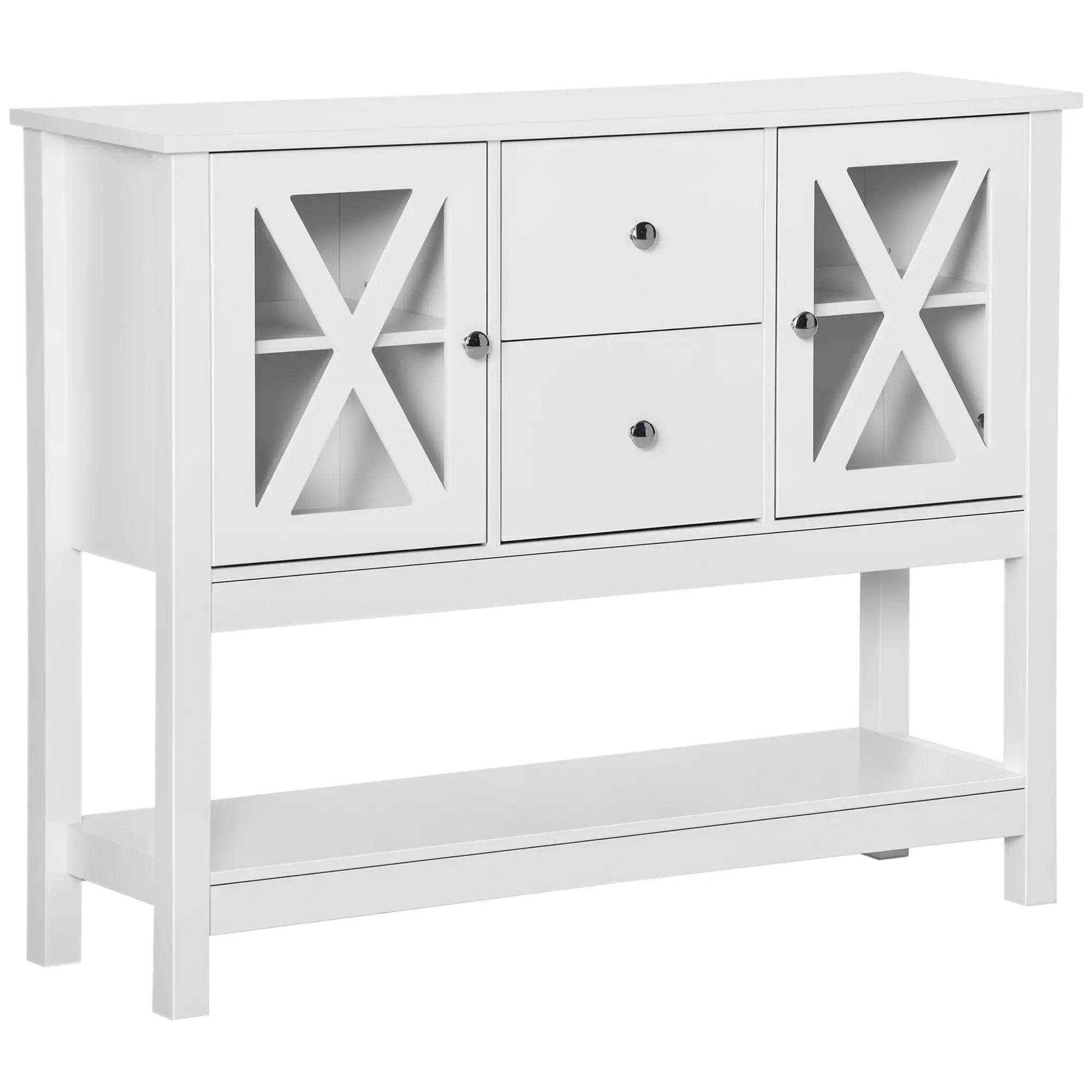 Modern Sideboard, Glass Door Buffet Cabinet, Adjustable Shelves, White Bar Cabinets White at Gallery Canada