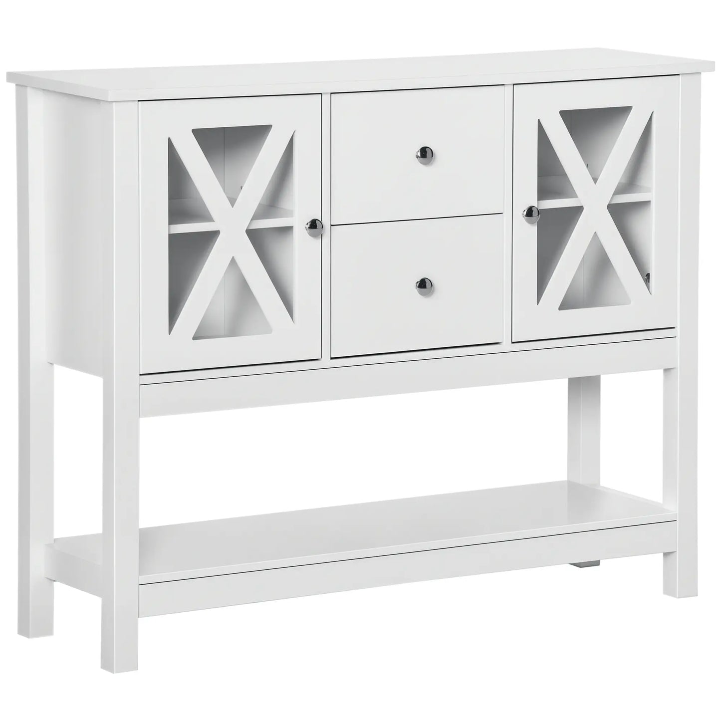 Modern Sideboard, Glass Door Buffet Cabinet, Adjustable Shelves, White Bar Cabinets White at Gallery Canada