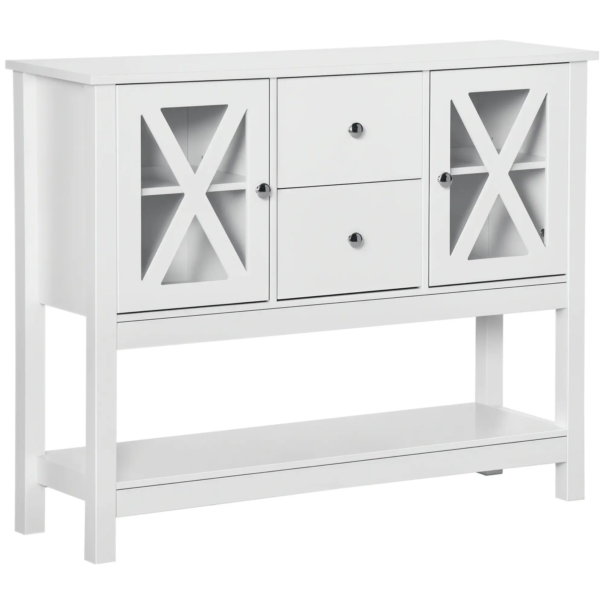 Modern Sideboard, Glass Door Buffet Cabinet, Adjustable Shelves, White Bar Cabinets White at Gallery Canada
