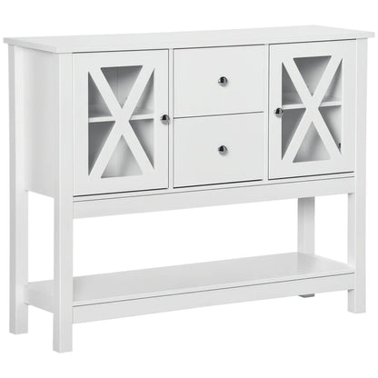 Modern Sideboard, Glass Door Buffet Cabinet, Adjustable Shelves, White Bar Cabinets White at Gallery Canada