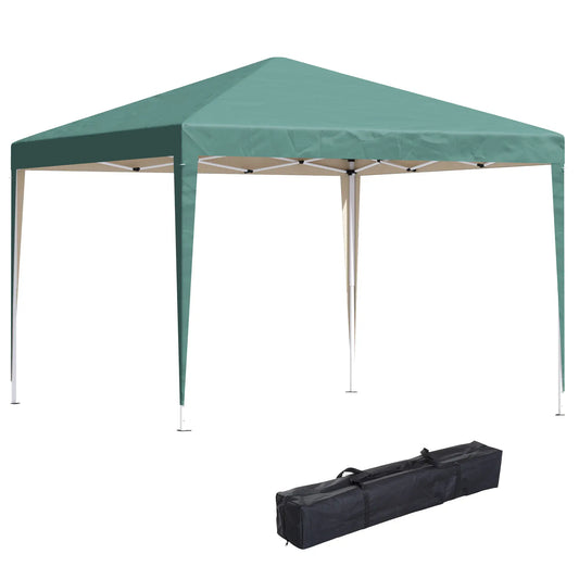 10 x 10ft Folding Pop Up Tent, Outdoor Gazebo Canopy, Dark Green Pop Up Canopies Dark Green at Gallery Canada
