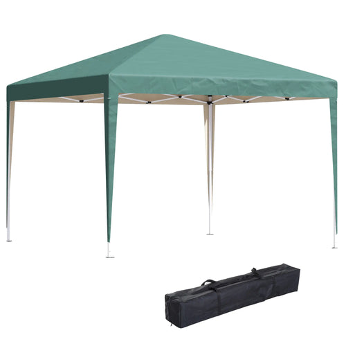 10 x 10ft Folding Pop Up Tent, Outdoor Gazebo Canopy, Dark Green