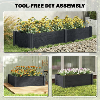 Vinyl Raised Garden Bed Kit, 6.5 x 2 x 1ft, Grey Wood Effect, Grey Wooden Planter Boxes at Gallery Canada
