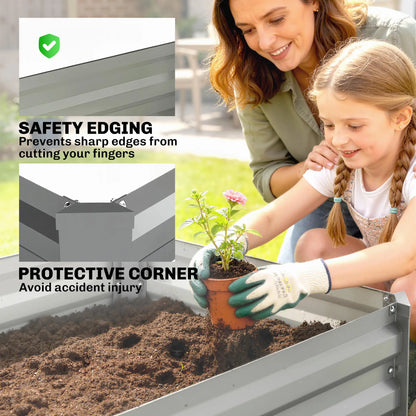 Set of 2 Galvanized Raised Garden Beds, Outdoor Planter Box, Light Grey Raised Garden Beds at Gallery Canada