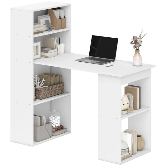 Modern Computer Desk, 47" with Storage Shelves, White Writing Desks White at Gallery Canada