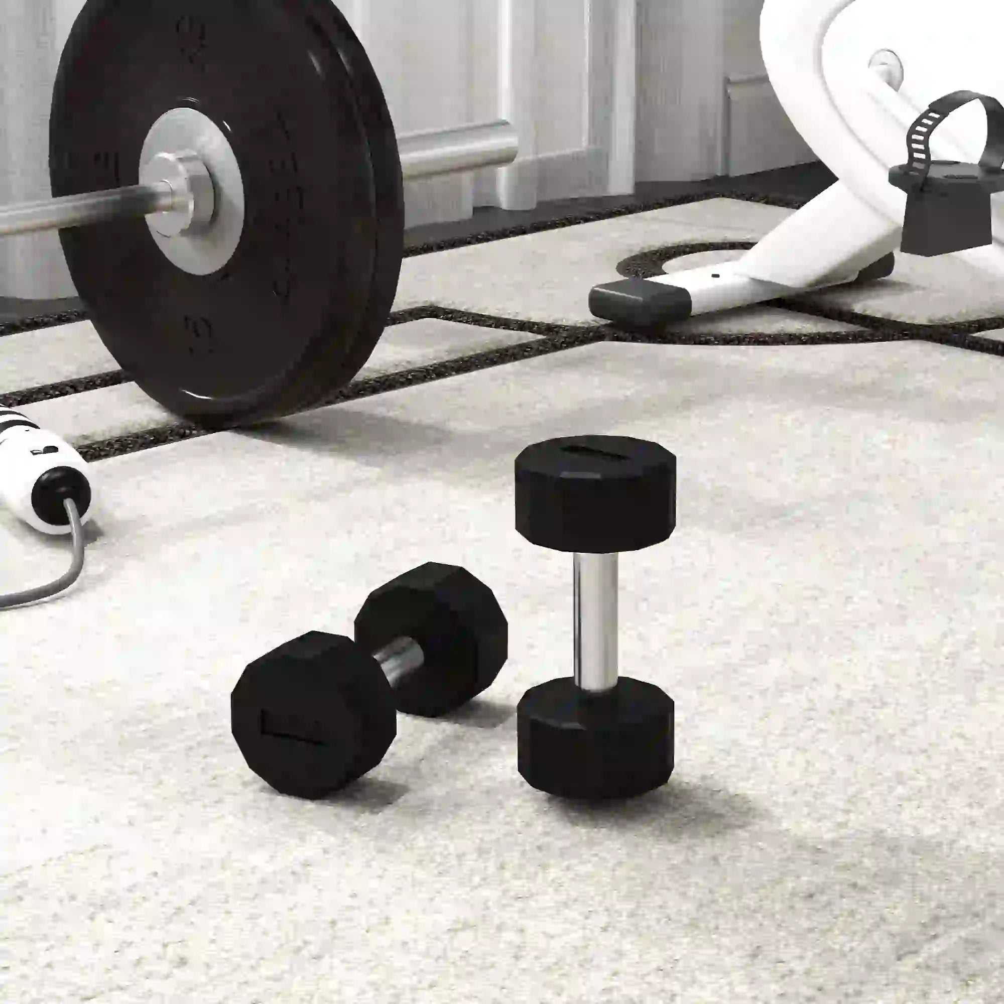 2 x 15lbs Dumbbells Set, Non-Slip Grip, Rubber Covered Weights Dumbbells & Barbells at Gallery Canada