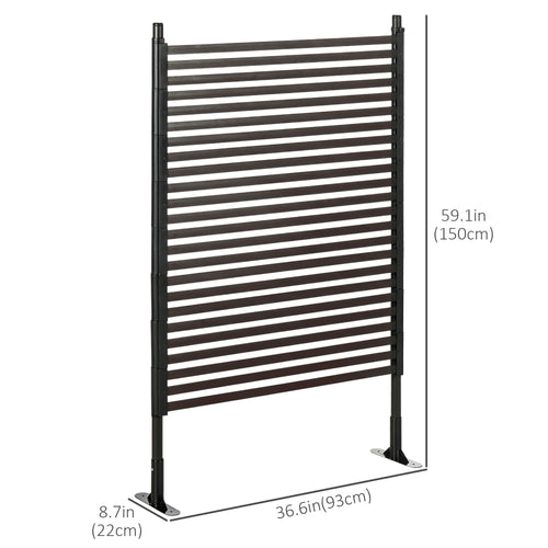 Metal Garden Fence, 5 ft(H), Outdoor Fencing with Feet, Brown