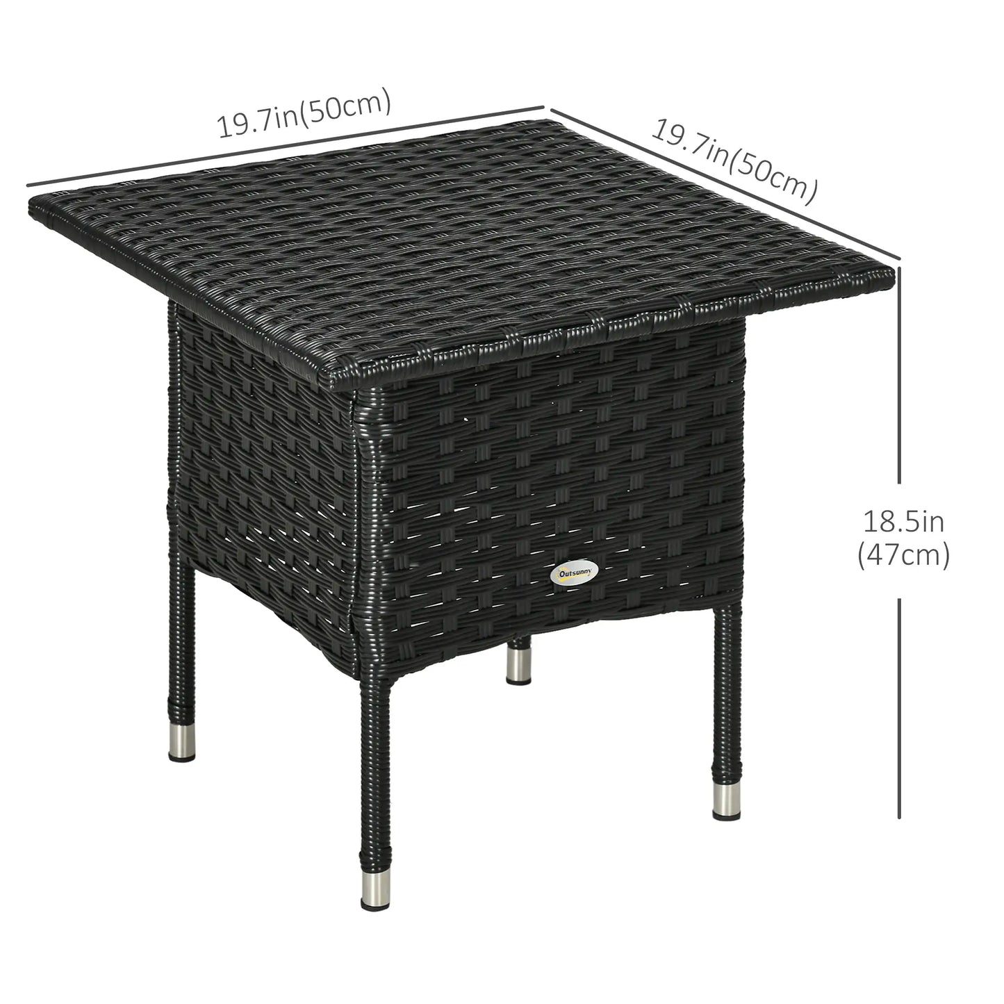 20" Outdoor Wicker Coffee Table, Plastic Board, Black Patio Dinning Tables at Gallery Canada