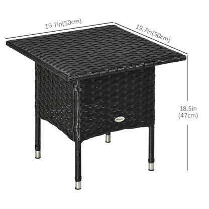 20" Outdoor Wicker Coffee Table, Plastic Board, Black Patio Dinning Tables at Gallery Canada
