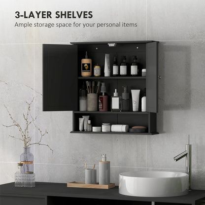 Wall-Mounted Medicine Cabinet, Double Doors, Open Shelf, Adjustable, Black Mirror Medicine Cabinets at Gallery Canada