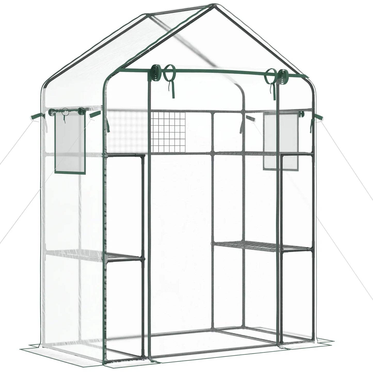 Walk-In Greenhouse, 56" x 29" x 77", 4 Shelves, Roll-Up Door, Mesh Windows, Clear Greenhouses at Gallery Canada