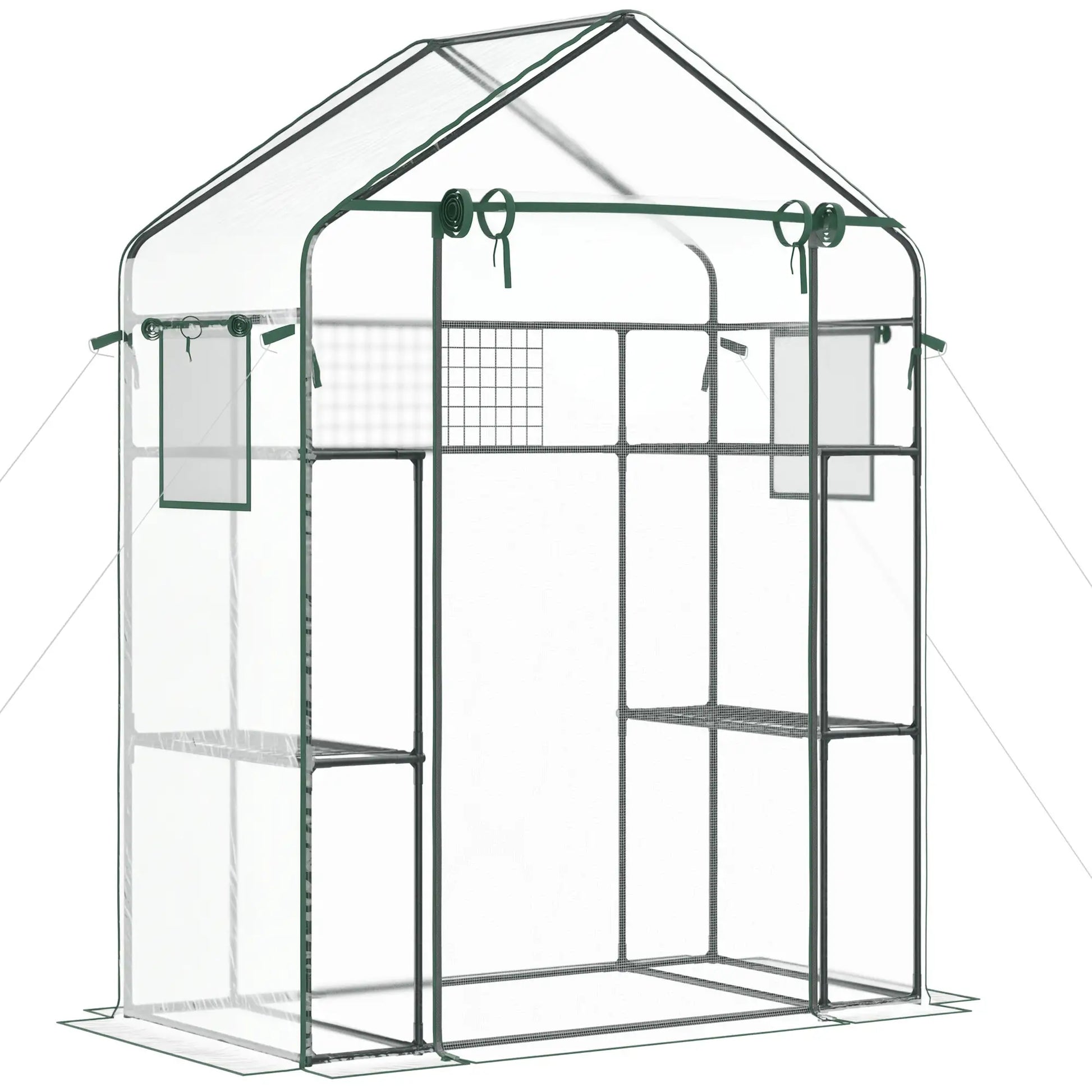 Walk-In Greenhouse, 56" x 29" x 77", 4 Shelves, Roll-Up Door, Mesh Windows, Clear Greenhouses at Gallery Canada