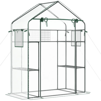 Walk-In Greenhouse, 56" x 29" x 77", 4 Shelves, Roll-Up Door, Mesh Windows, Clear Greenhouses at Gallery Canada