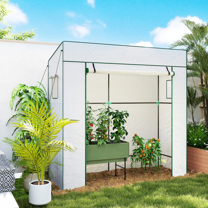 Walk-In Tomato Greenhouse, Lean-To, Reinforced PE Cover, Roll-Up Door, Mesh Windows, White Greenhouses at Gallery Canada