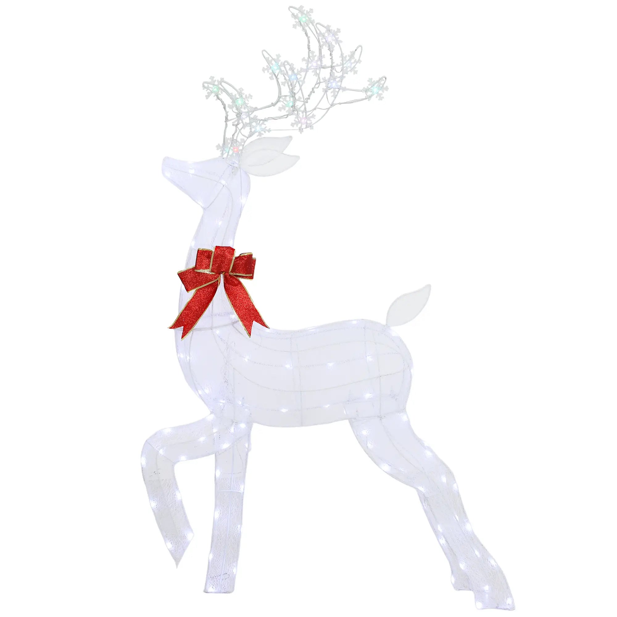 4.3FT Lighted Christmas Reindeer, RGB and Warm White LEDs, IP44 Waterproof, RGB and Warm White Christmas Decorations White, Red at Gallery Canada