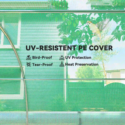 Walk-in Tunnel Greenhouse, 10' x 13' x 6.5', Mesh Sidewalls, 2 Doors, Green