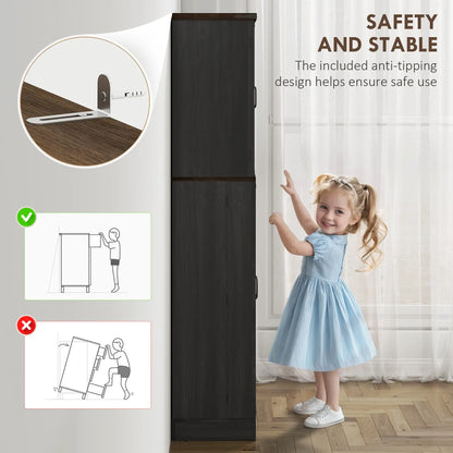 64" Tall Kitchen Pantry Cabinet, Spice Racks, Adjustable Shelves, Black Kitchen Pantry Cabinets at Gallery Canada