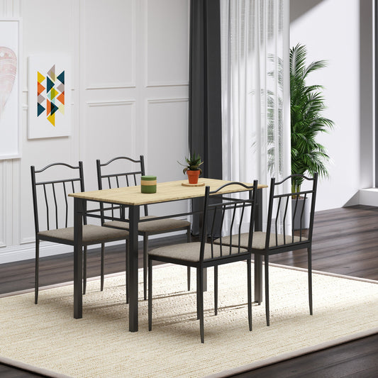 5 Piece Dining Table and Chairs Set Wood Top Metal Frame Padded Seat Dining Table Set Home Kitchen Dining Room Furniture, Black - Gallery Canada