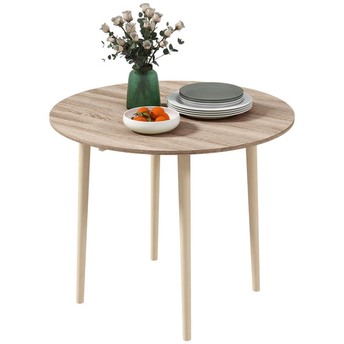 Round Folding Dining Table, Drop Leaf Kitchen Table, Wood Legs, Oak