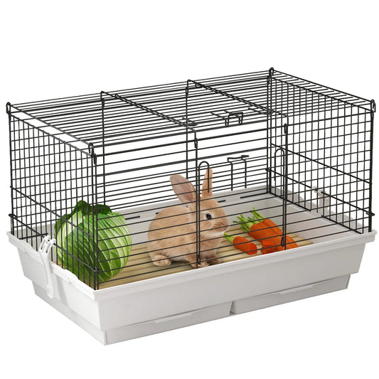 Rabbit Guinea Pig Cage, Sliding Trays, Wood Board, 24" x 15" x 16" Houses & Habitats Black and White at Gallery Canada