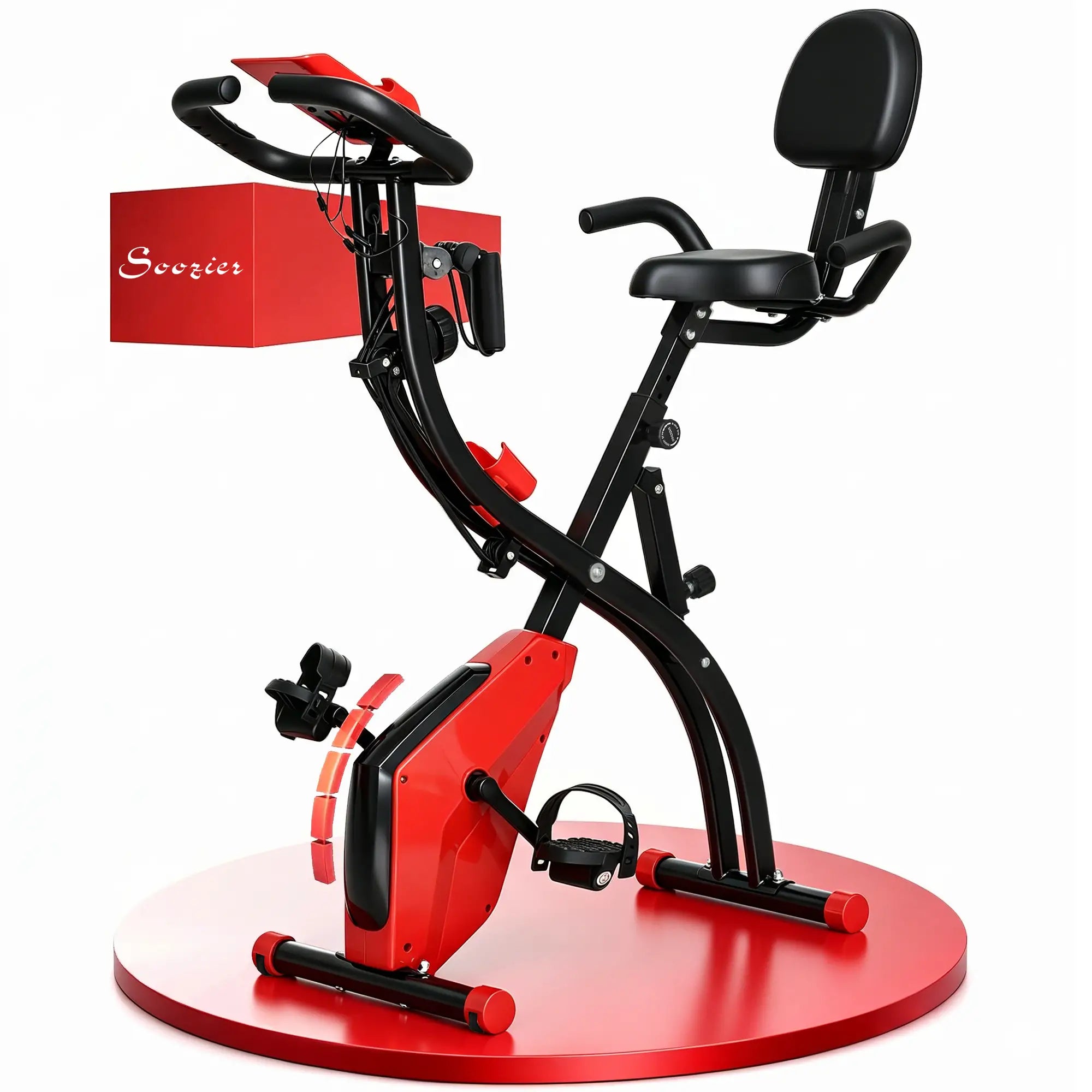 3 in 1 Folding Exercise Bike, 8-Level Magnetic Resistance, Adjustable Seat, Red Exercise & Stationary Bikes at Gallery Canada