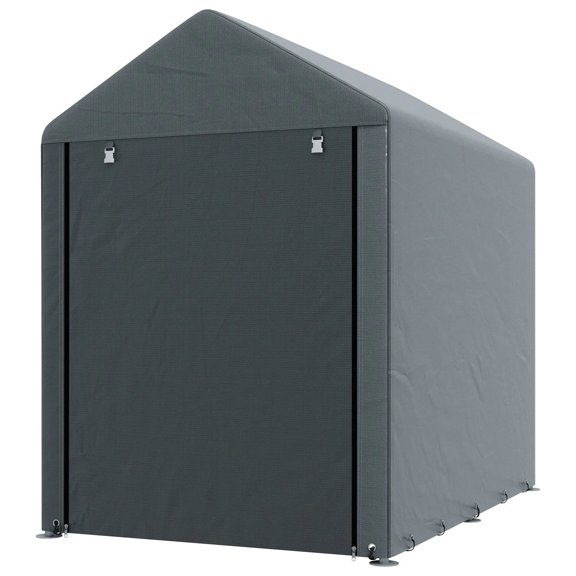 Bike Storage Shed, Motorcycle Shelter, Galvanized Steel, 4x6 Ft, Green Sheds Dark Grey at Gallery Canada