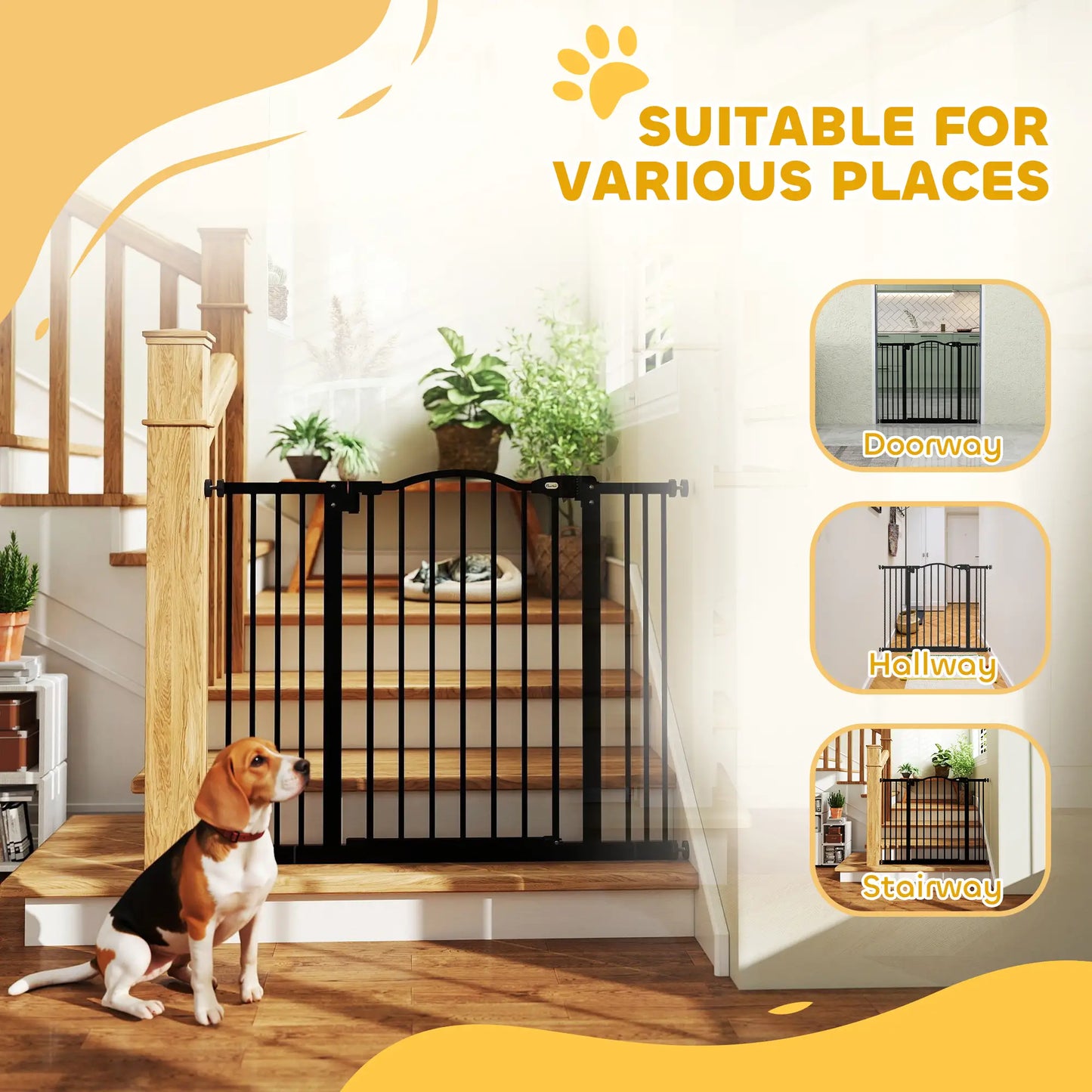 Extra Tall Dog Gate with Door, 29"-39", Black Pet Gates at Gallery Canada