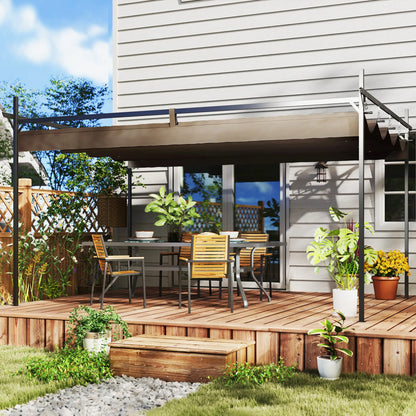 10' x 10' Brown Gazebo, UPF30+ Retractable Canopy, Metal Pergola Kit, Brown Pergolas at Gallery Canada