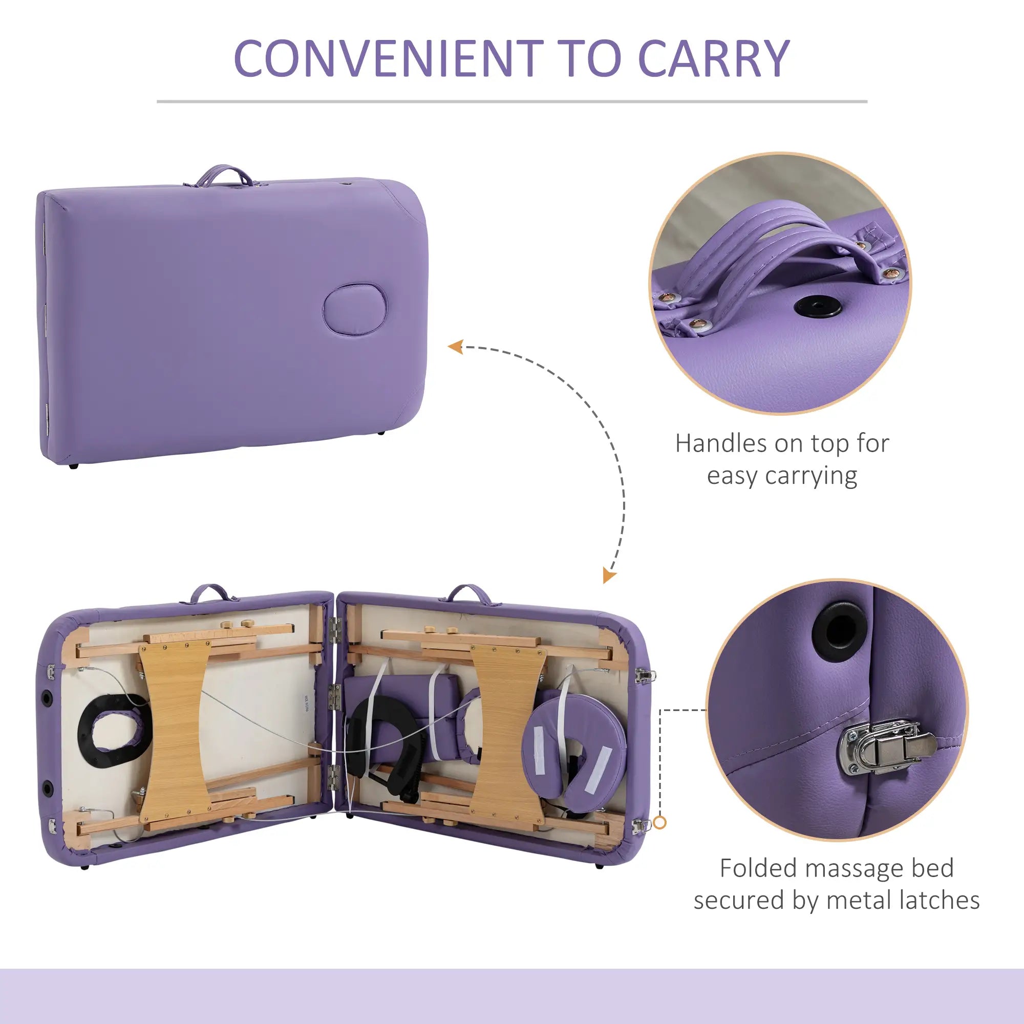 83 Inch Portable Folding Massage Table, Adjustable Salon Spa Bed, Purple Portable Massage Tables at Gallery Canada
