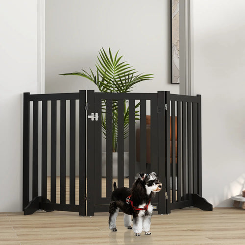 3-Panel Foldable Dog Gate, Medium Size, Black