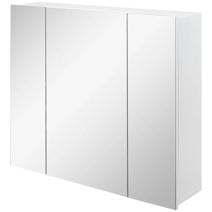 28" x 24" Wall Mounted Mirror Cabinet, 3 Doors, Adjustable Shelves, White Mirror Medicine Cabinets White at Gallery Canada