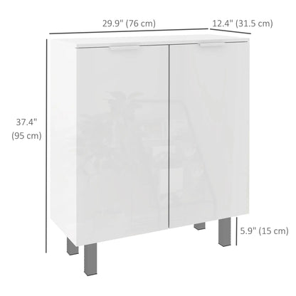 Shoe Storage Cabinet, Soft-Close Hinges, Adjustable Shelves, Holds 15-20 Pairs, High Gloss, White Shoe Storage Cabinets & Racks at Gallery Canada