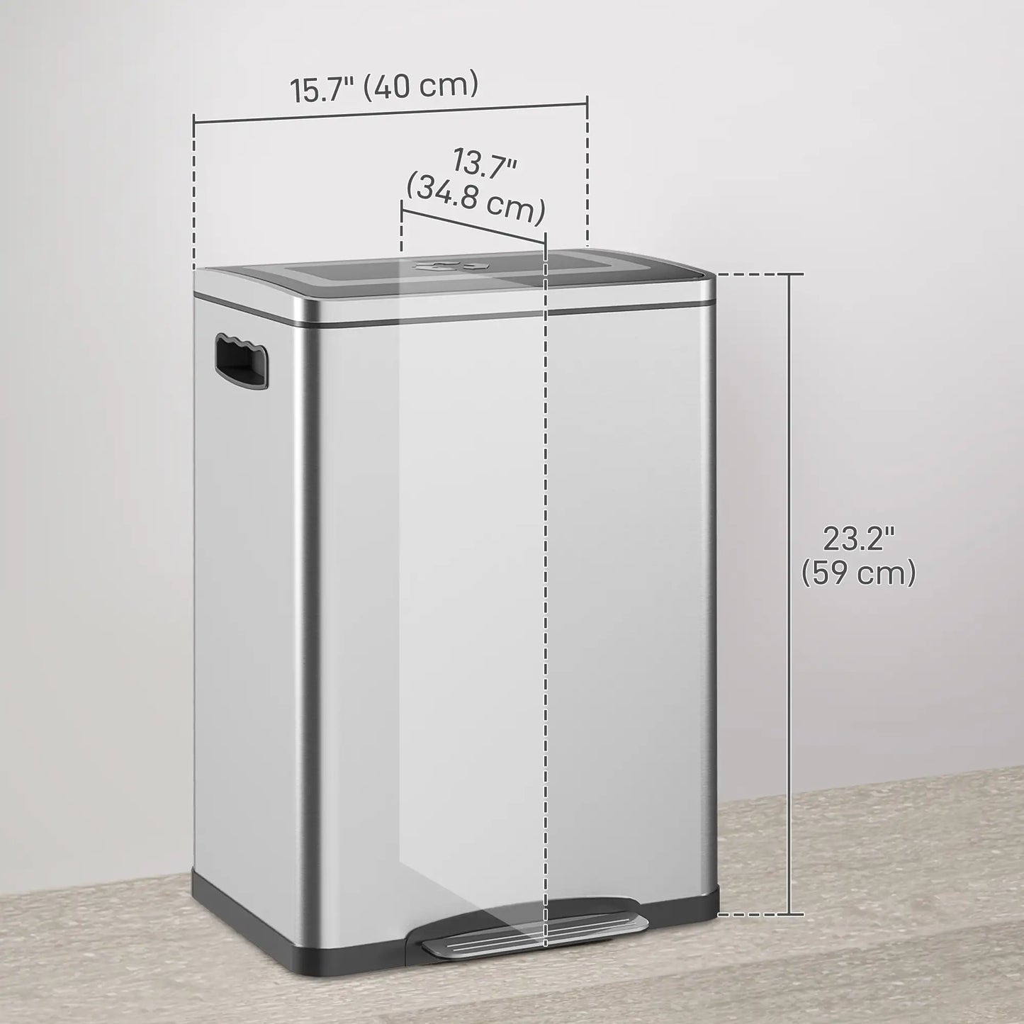 2 x 20 Liter Garbage Bin, Stainless Steel, Soft-Close Lid, Removable Bucket, Silver Household Supplies at Gallery Canada