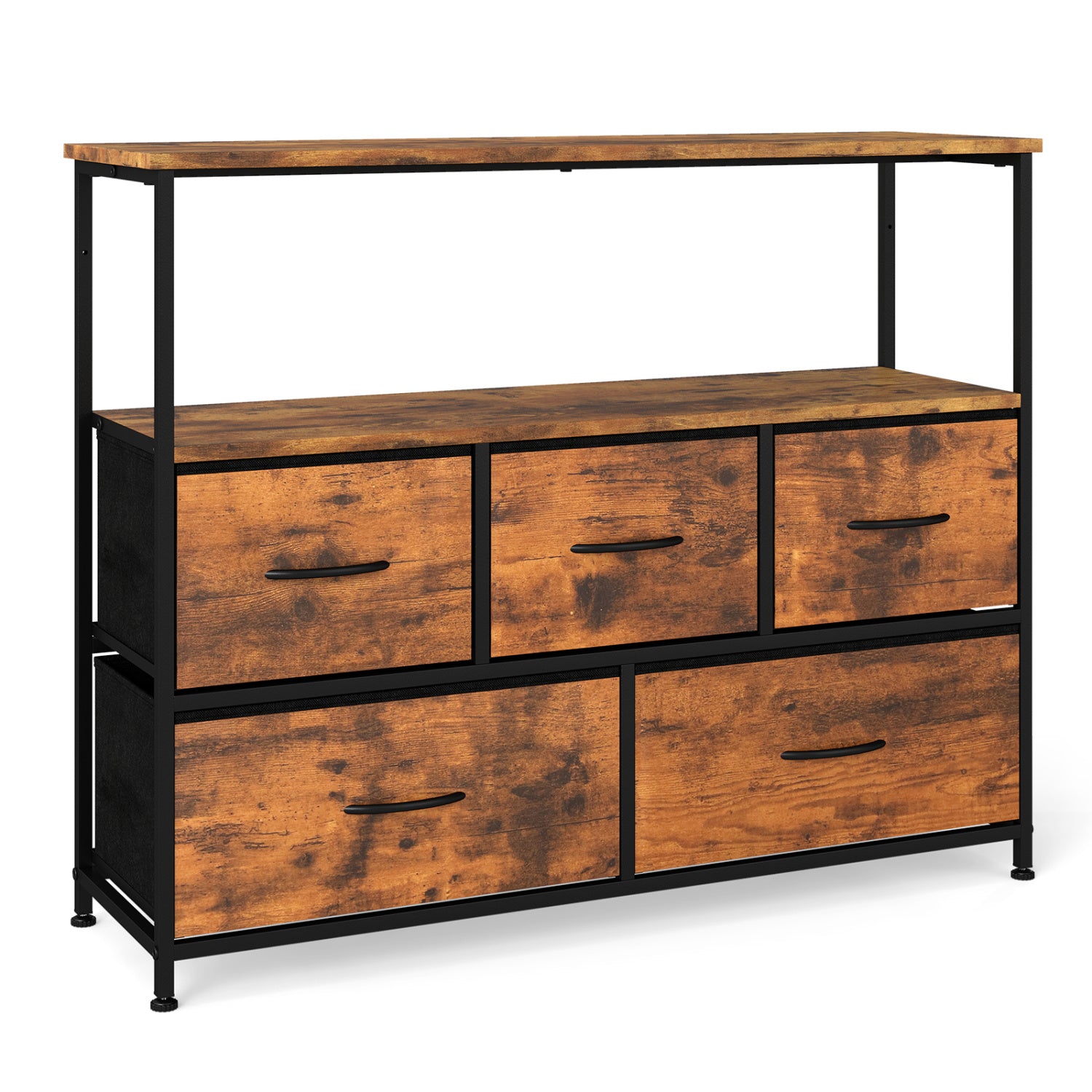TV Stand Dresser For 45 Inch TV, 5 Fabric Drawers, Brown Entertainment Centers & TV Stands at Gallery Canada