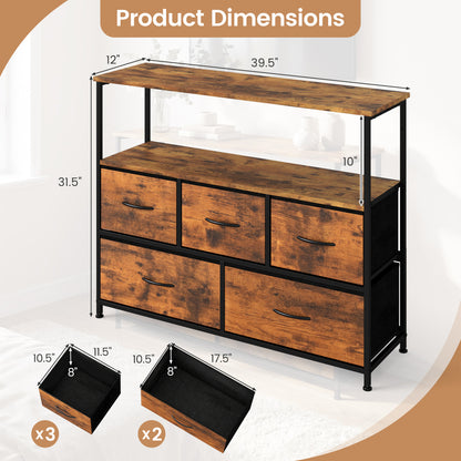 TV Stand Dresser For 45 Inch TV, 5 Fabric Drawers, Brown Entertainment Centers & TV Stands at Gallery Canada
