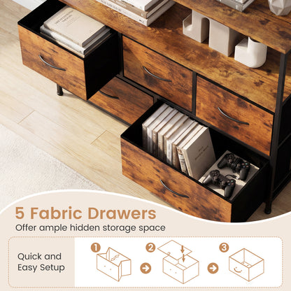 TV Stand Dresser For 45 Inch TV, 5 Fabric Drawers, Brown Entertainment Centers & TV Stands at Gallery Canada