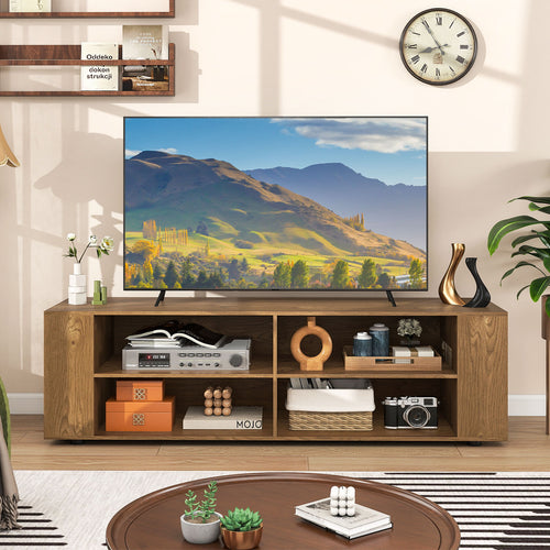Modern TV Stand, Wood Storage Console Entertainment Center, Natural