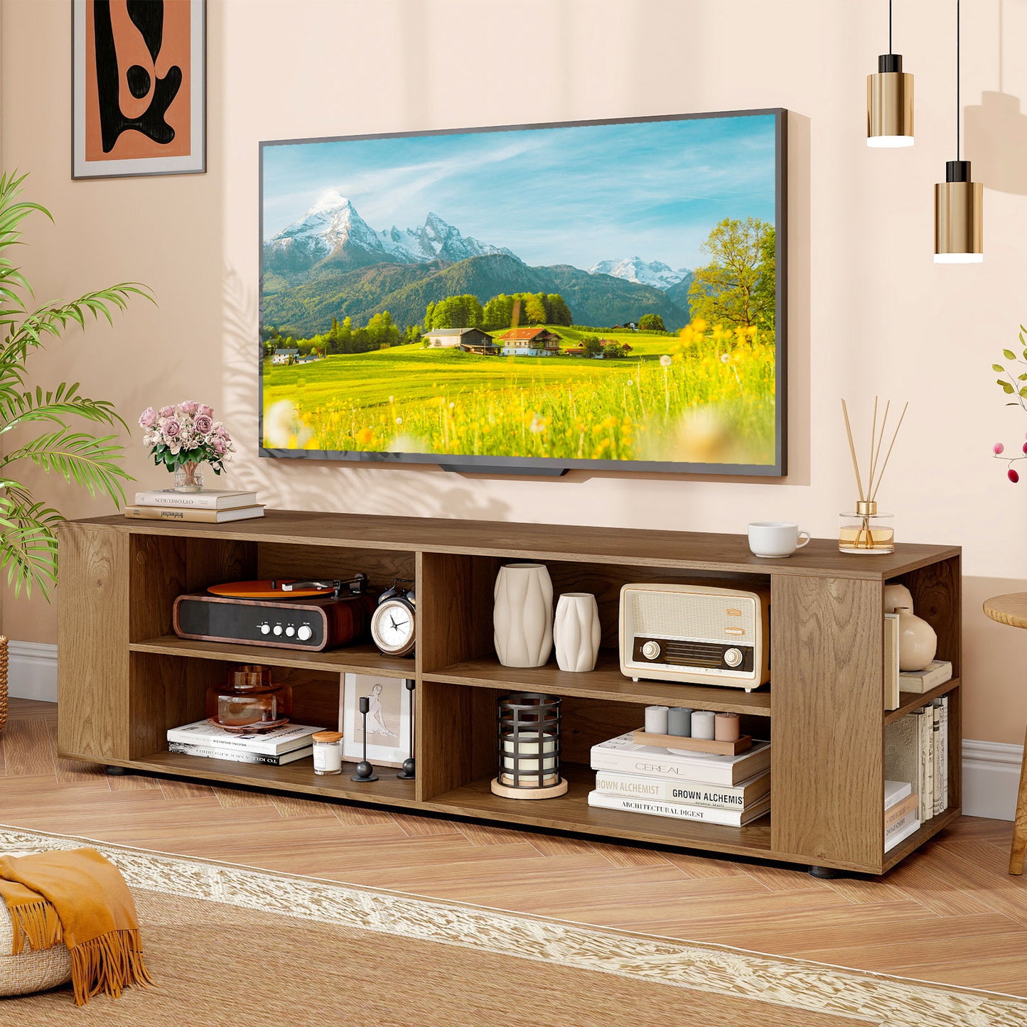 Modern TV Stand, Wood Storage Console Entertainment Center, Natural Entertainment Centers & TV Stands at Gallery Canada