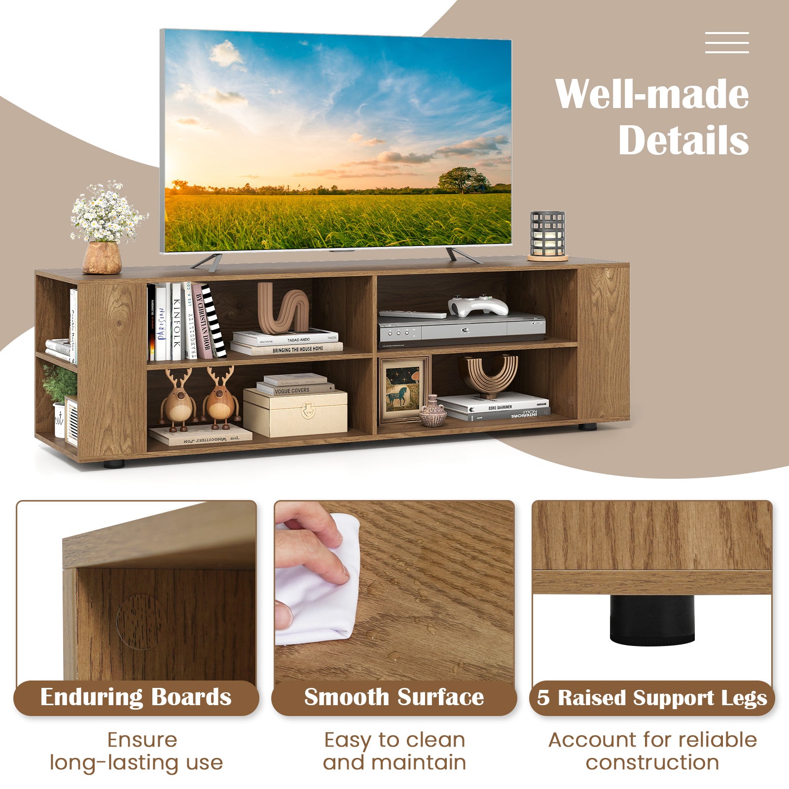 Modern TV Stand, Wood Storage Console Entertainment Center, Natural Entertainment Centers & TV Stands at Gallery Canada