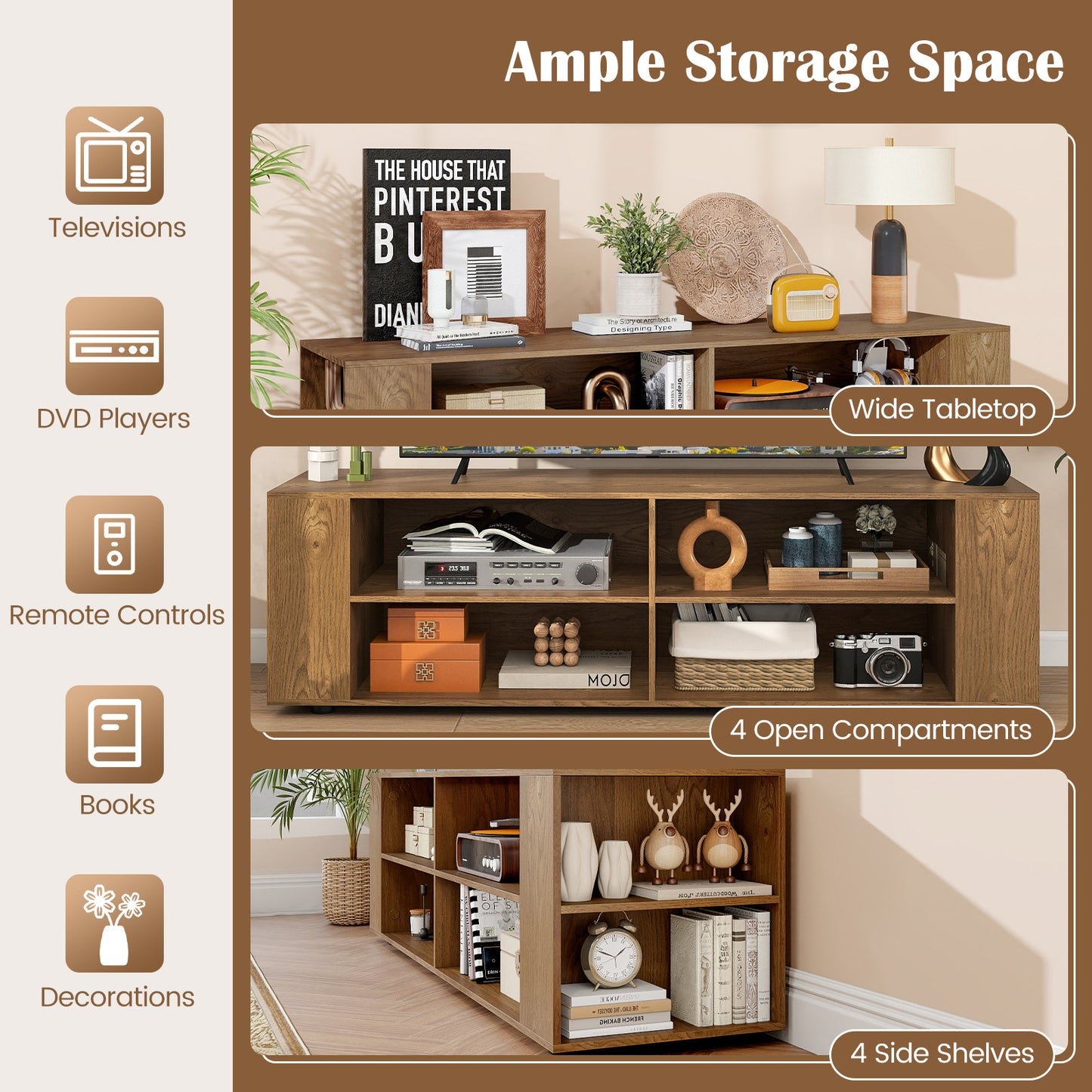 Modern TV Stand, Wood Storage Console Entertainment Center, Natural Entertainment Centers & TV Stands at Gallery Canada