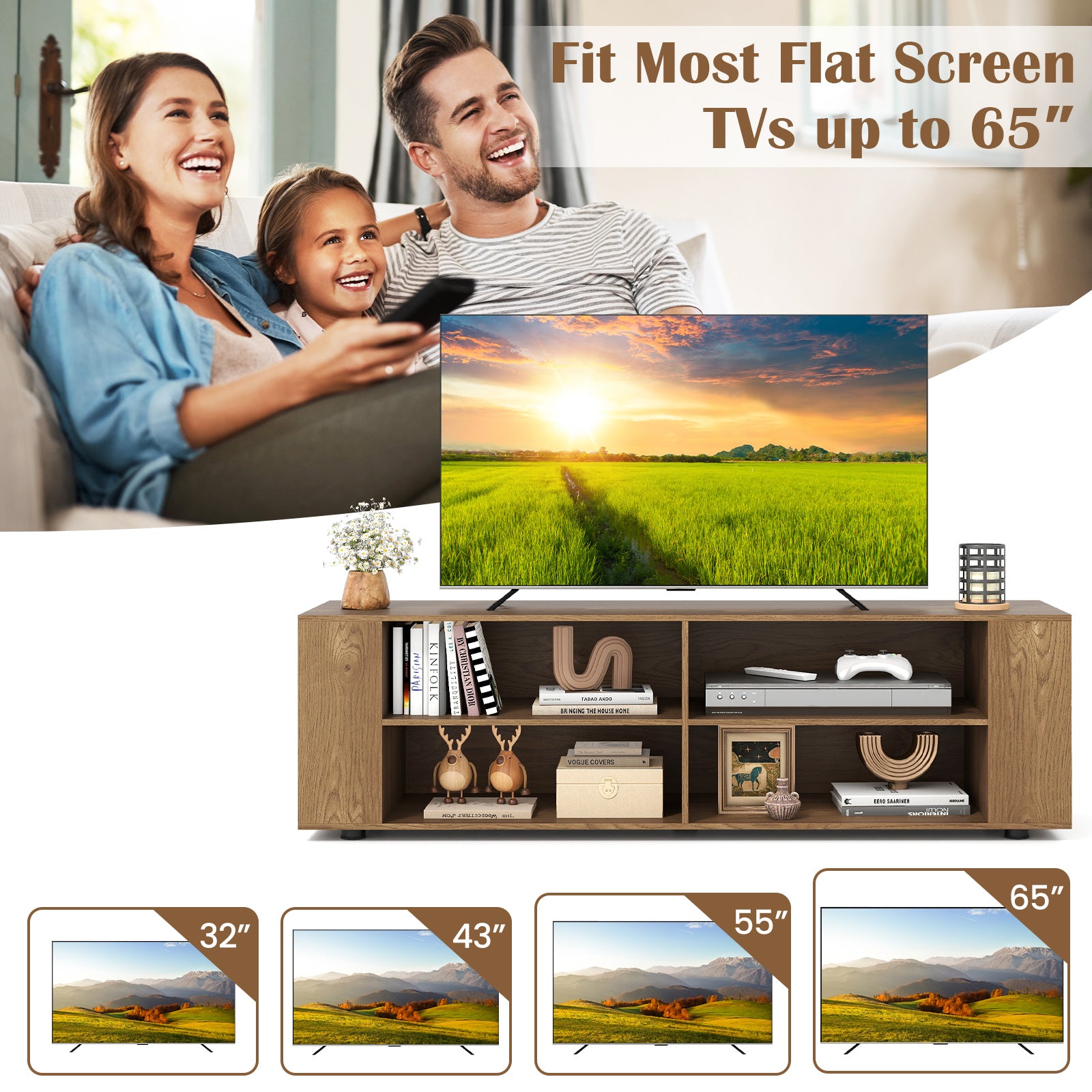 Modern TV Stand, Wood Storage Console Entertainment Center, Natural Entertainment Centers & TV Stands at Gallery Canada