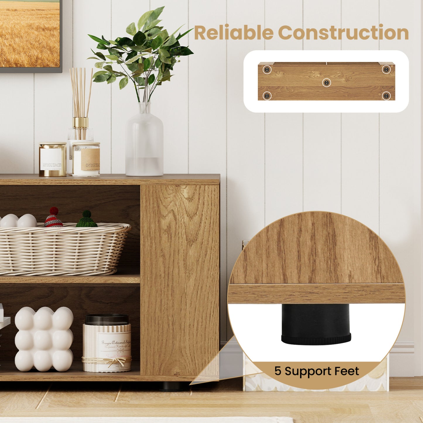 Modern TV Stand, Wood Storage Console Entertainment Center, Natural Entertainment Centers & TV Stands at Gallery Canada