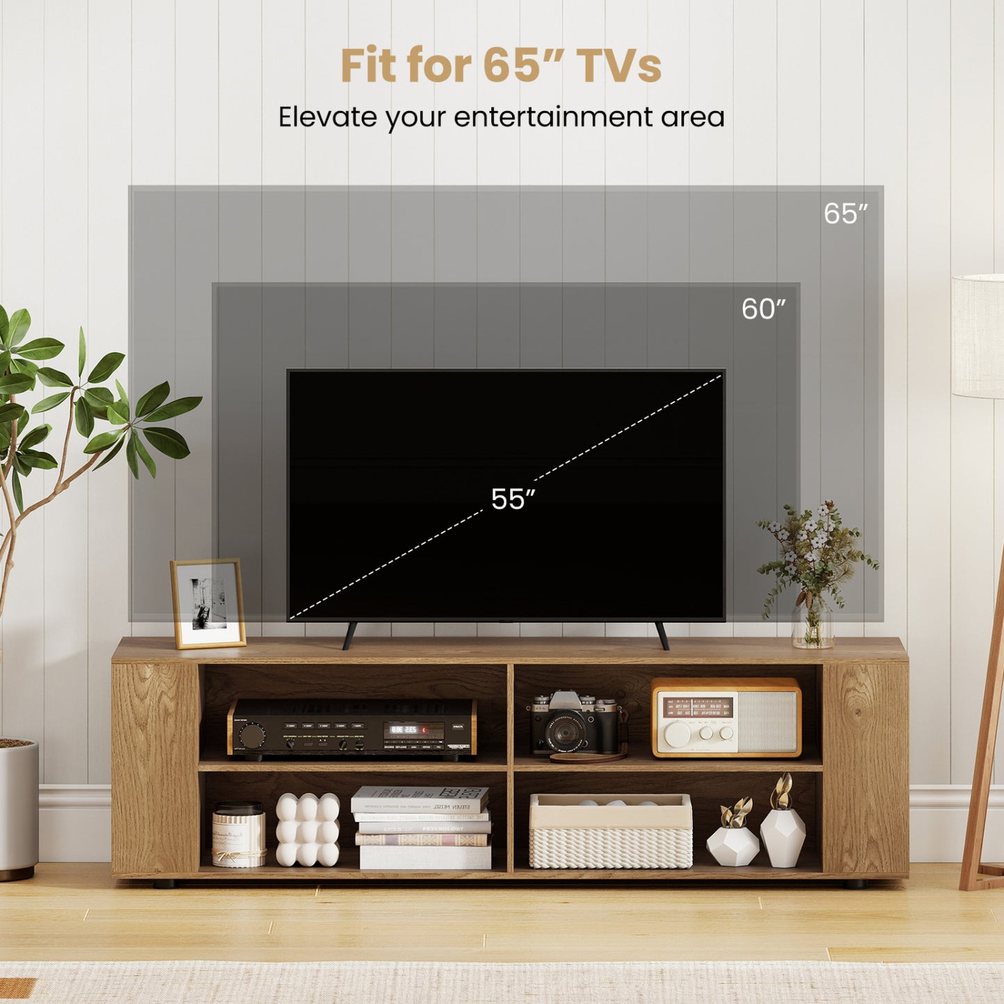 Modern TV Stand, Wood Storage Console Entertainment Center, Natural Entertainment Centers & TV Stands at Gallery Canada