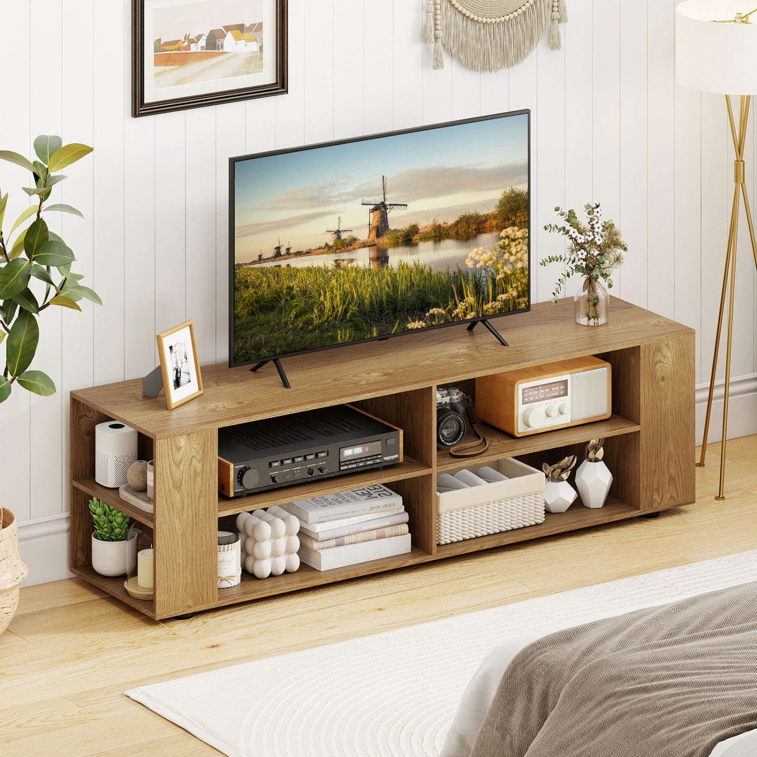Modern TV Stand, Wood Storage Console Entertainment Center, Natural Entertainment Centers & TV Stands at Gallery Canada