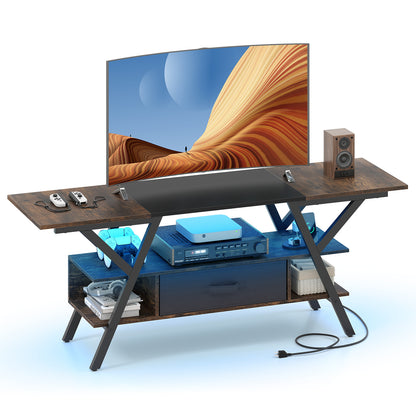 TV Stand For 65 Inch TVs, With Power Outlets And LED Lights, Rustic Brown Entertainment Centers & TV Stands at Gallery Canada