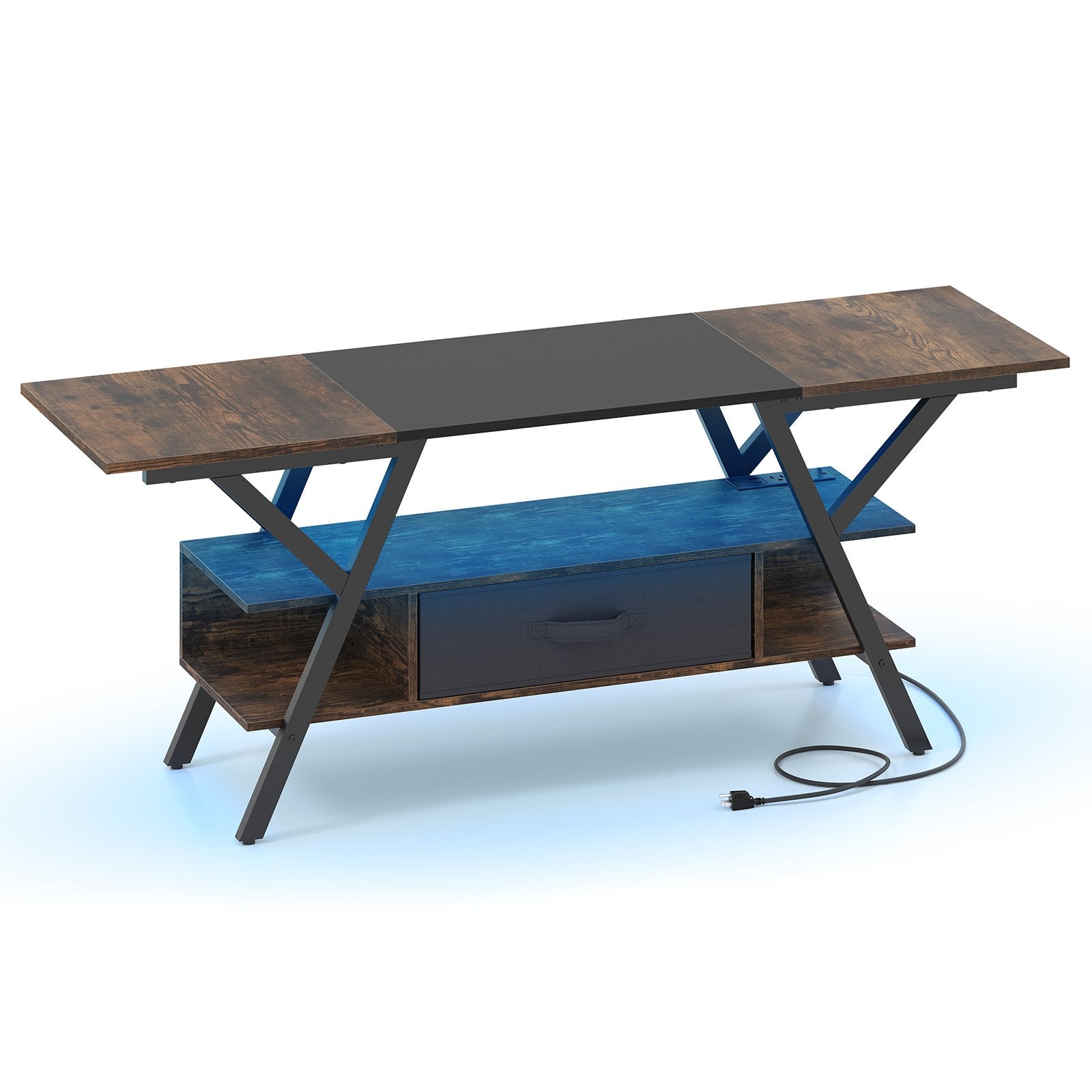 TV Stand for 65 Inch TVs with Power Outlets and LED Lights, Rustic Brown Entertainment Centers & TV Stands at Gallery Canada