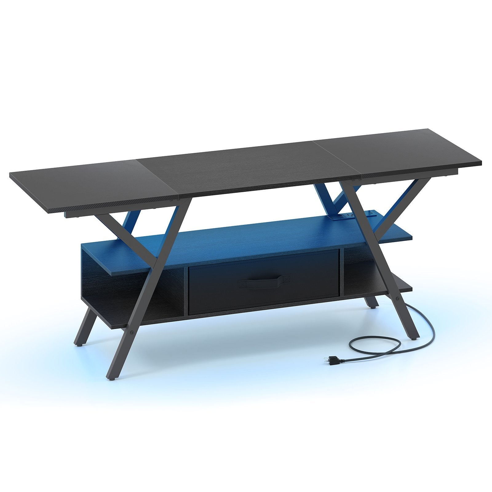 TV Stand for 65 Inch TVs with Power Outlets and LED Lights, Black Entertainment Centers & TV Stands at Gallery Canada