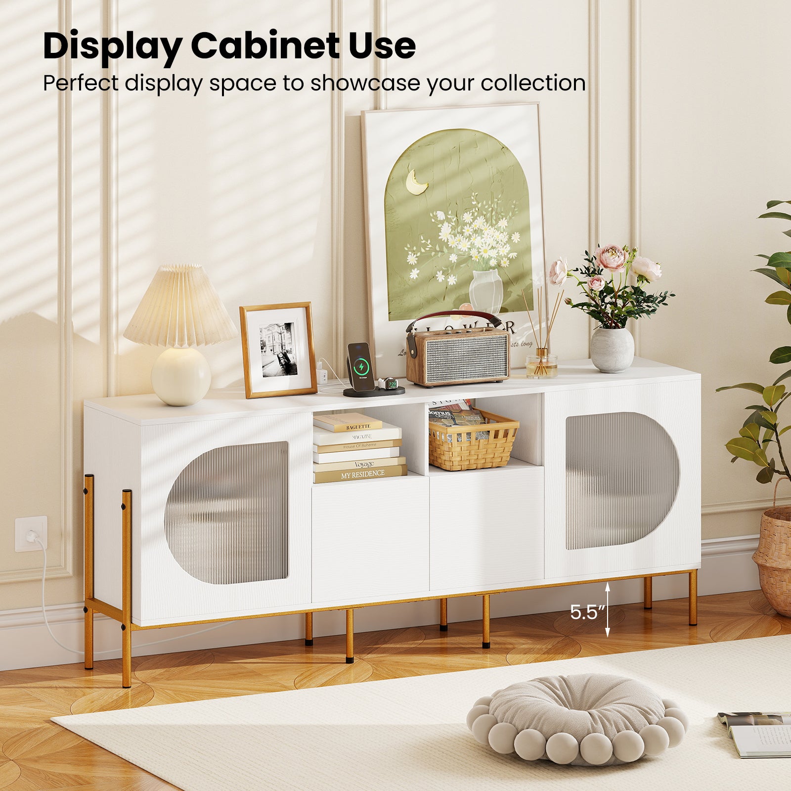 TV Stand For 70 Inch TV, With Power Outlets And Drawers, White Entertainment Centers & TV Stands at Gallery Canada
