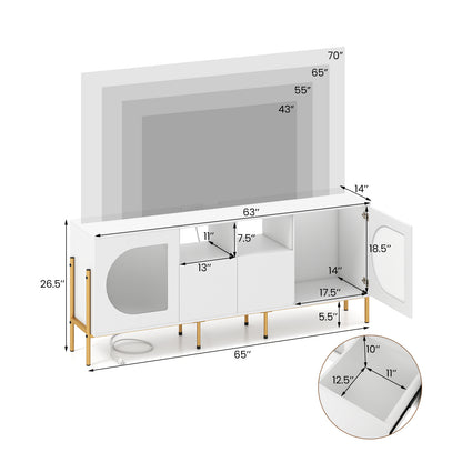 TV Stand For 70 Inch TV, With Power Outlets And Drawers, White Entertainment Centers & TV Stands at Gallery Canada